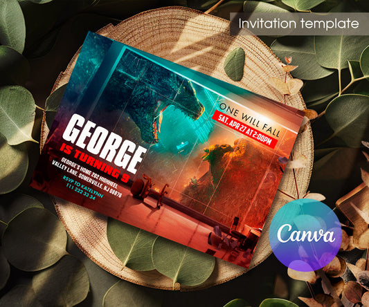 Godzilla X King Kong customizable invitation template | Share or Print | MY708