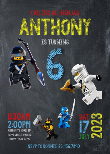 Lego Minifigures customizable invitation template | Share or Print | OF228