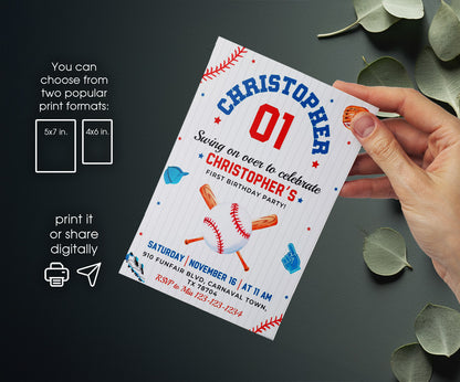 Baseball MLB Sport customizable invitation template | Share or Print | boy | IS123