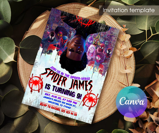Spider Man Across the Spider-Verse customizable invitation template | Share or Print | boy | EO231