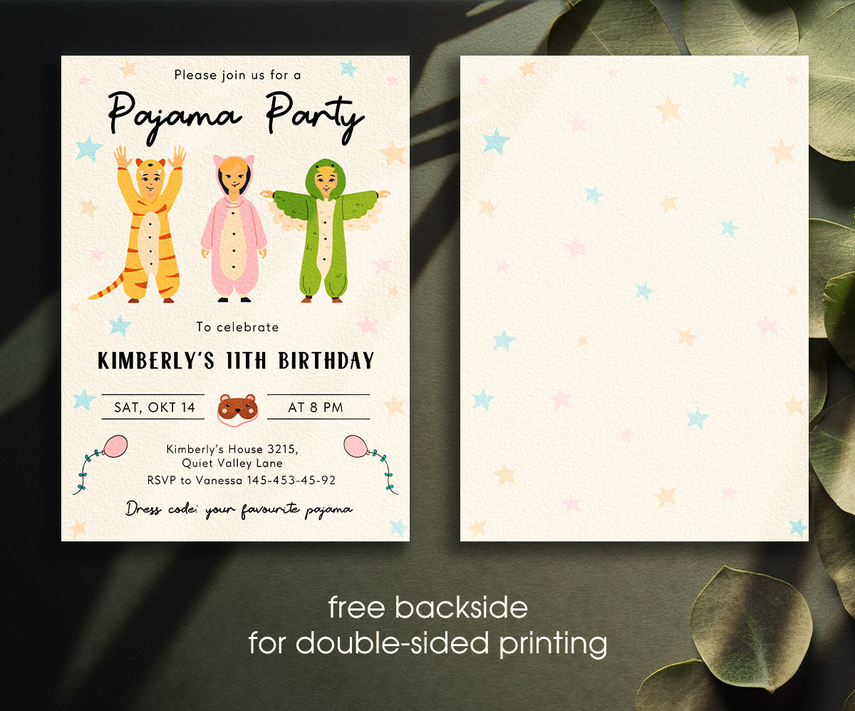 Pajama Sleepover Party customizable invitation template | Share or Print | JP884