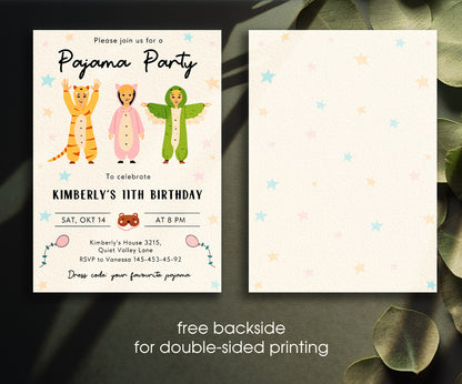Pajama Sleepover Party customizable invitation template | Share or Print | JP884