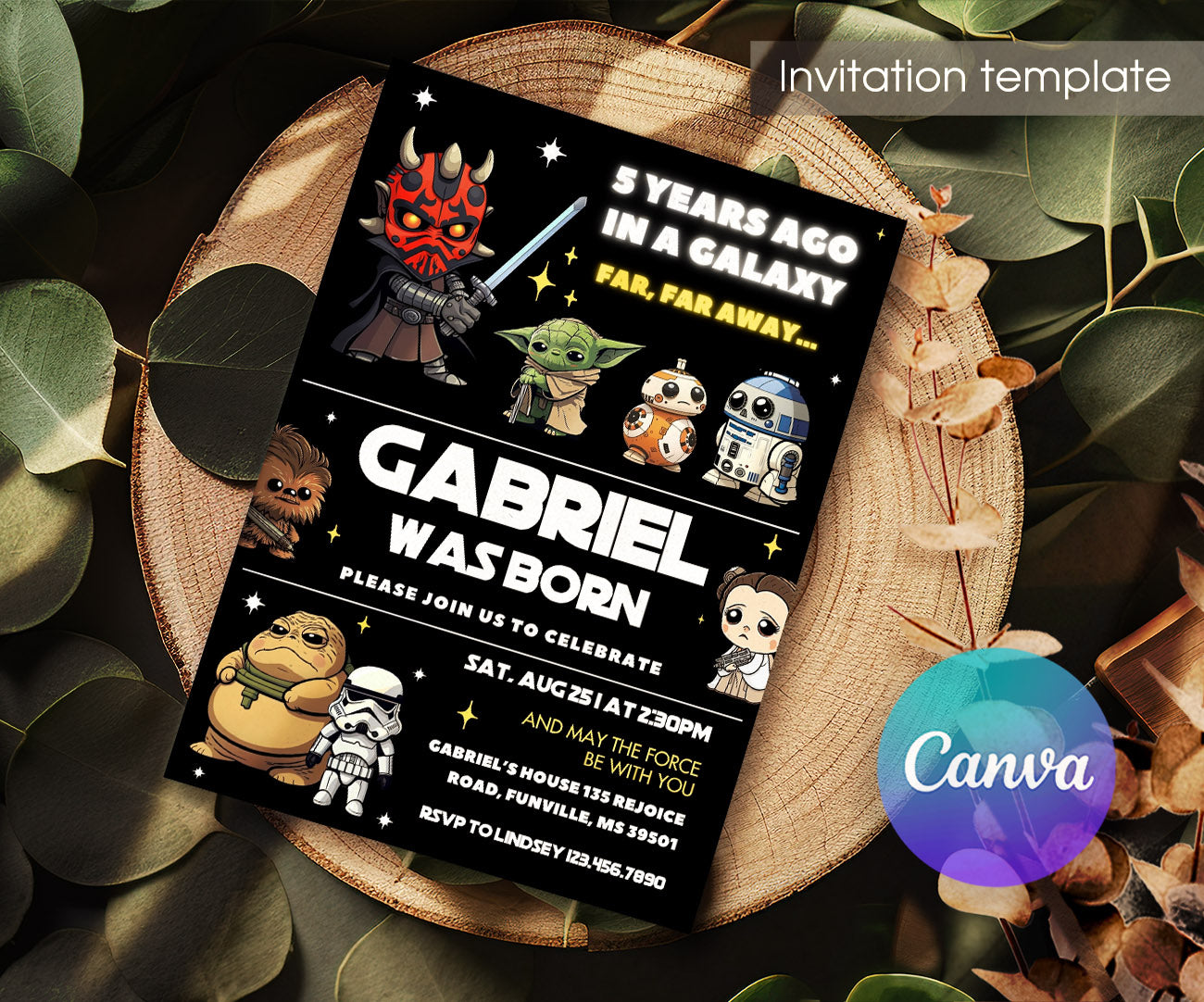 Star Wars Darth Vader customizable invitation template | Share or Print | boy | ZZ435