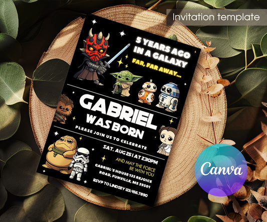 Star Wars Darth Vader customizable invitation template | Share or Print | boy | ZZ435