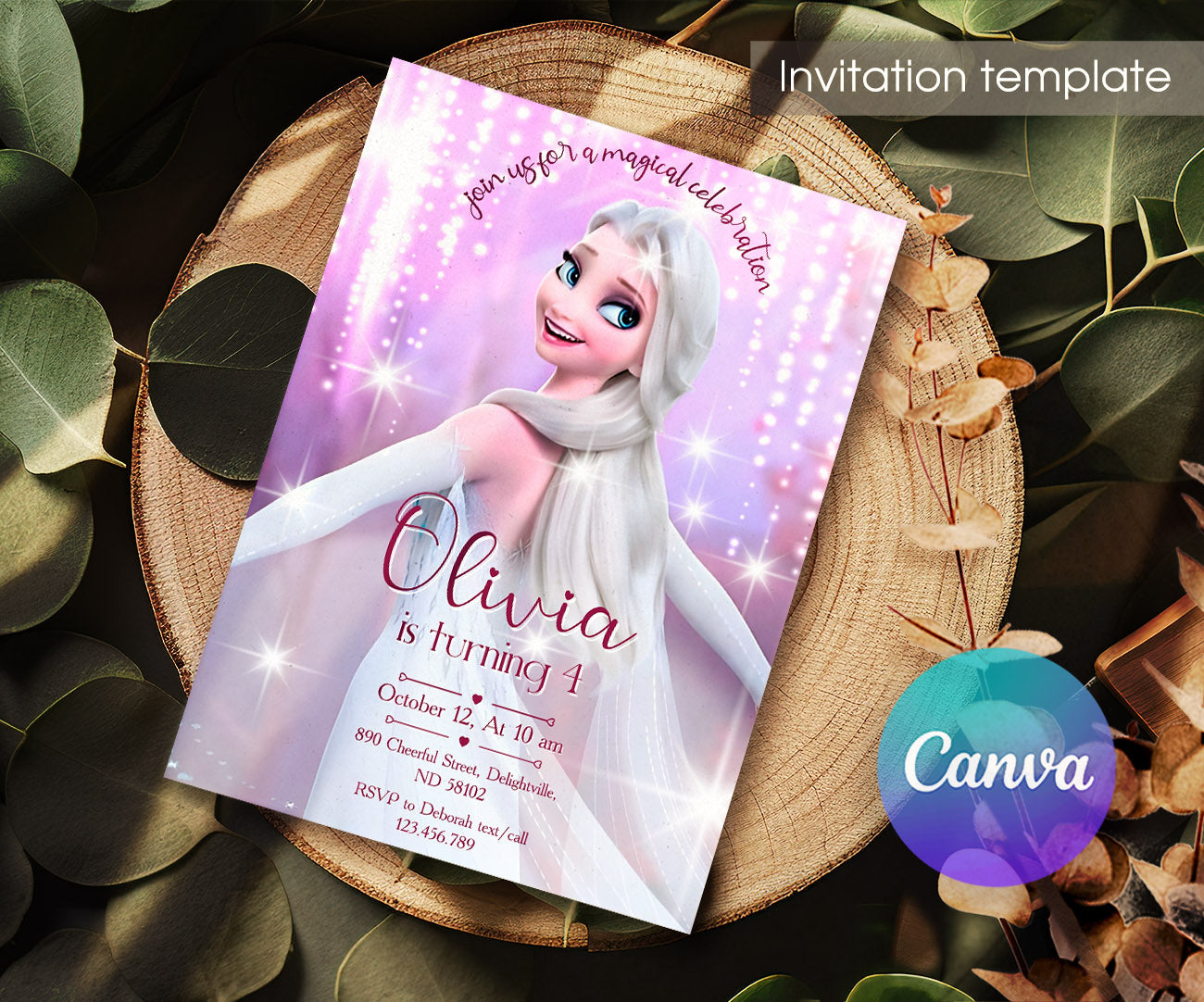 Frozen Elsa customizable invitation template | Share or Print | girl | RE024