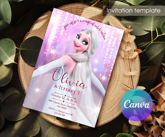 Frozen Elsa customizable invitation template | Share or Print | girl | RE024