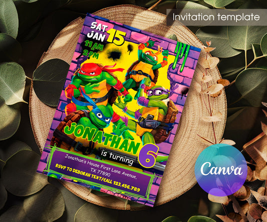 Teenage Mutant Ninja Turtles customizable invitation template | Share or Print | boy | FO989