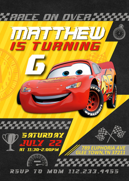 Cars Lightning McQueen customizable invitation template | Share or Print | boy | YA521