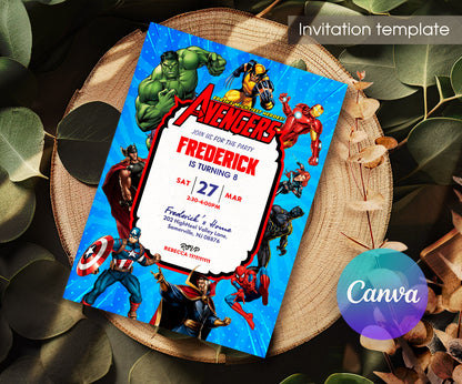 Avengers Marvel Superhero customizable invitation template | Share or Print | boy | GZ356