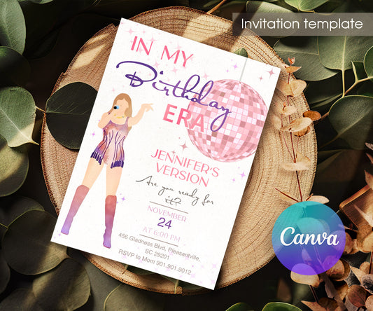 Taylor Swift Eras Tour customizable invitation template | Share or Print | girl | EH356