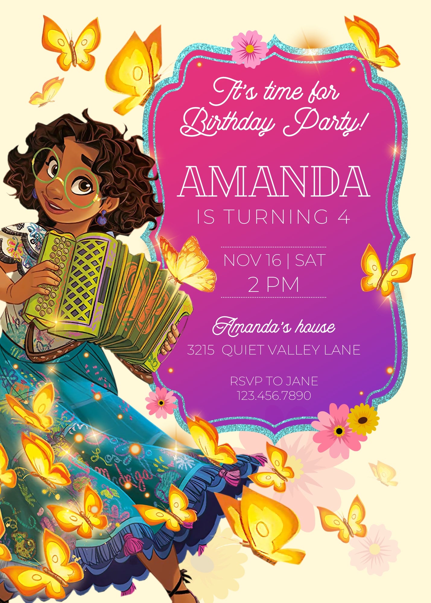 Encanto Mirabel customizable invitation template | Share or Print | girl | ZG167