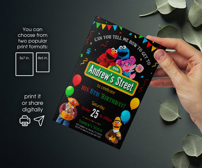 Sesame Street customizable invitation template | Share or Print | IA535