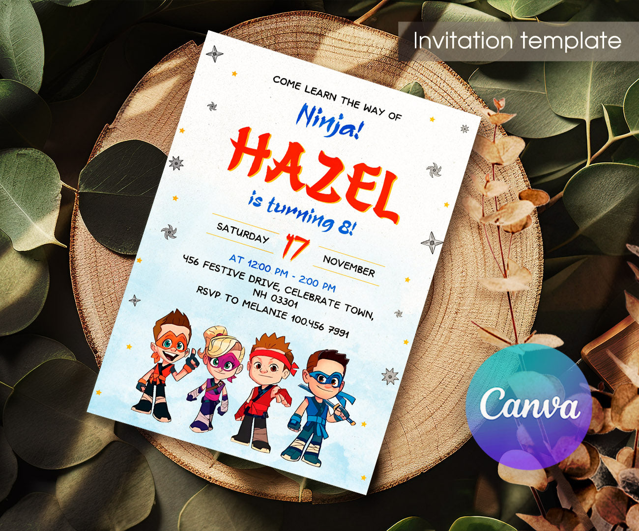 Ninja Kidz TV customizable invitation template | Share or Print | NA923
