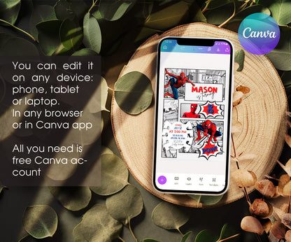 Spiderman Marvel Superhero customizable invitation template | Share or Print | boy | OU414