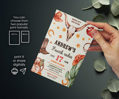 Cowboy Rodeo customizable invitation template | Share or Print | boy | UI155