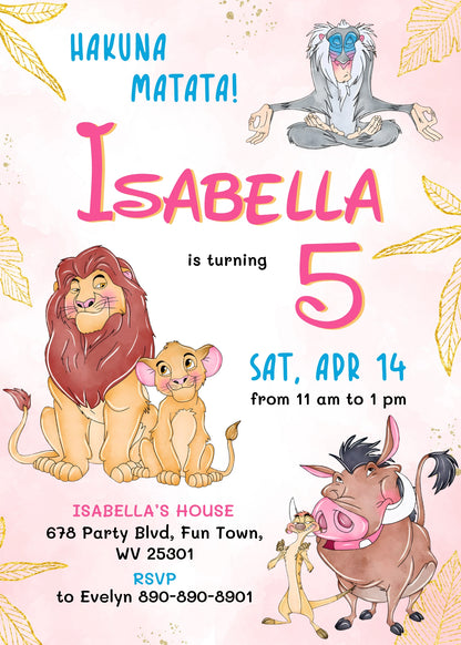 Lion King Simba customizable invitation template | Share or Print | ZJ273