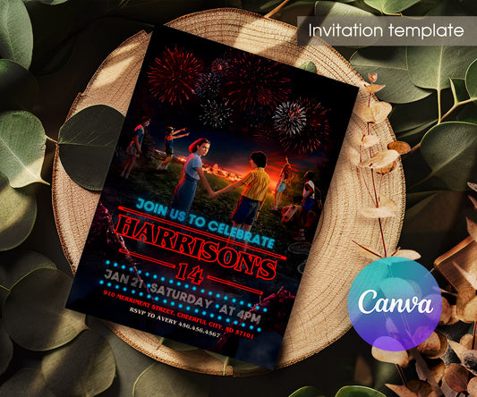 Stranger Things customizable invitation template | Share or Print | BT594