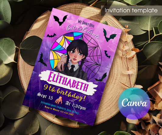 Wednesday Addams customizable invitation template | Share or Print | girl | QX208