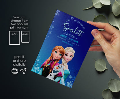 Frozen Elsa customizable invitation template | Share or Print | girl | WT361