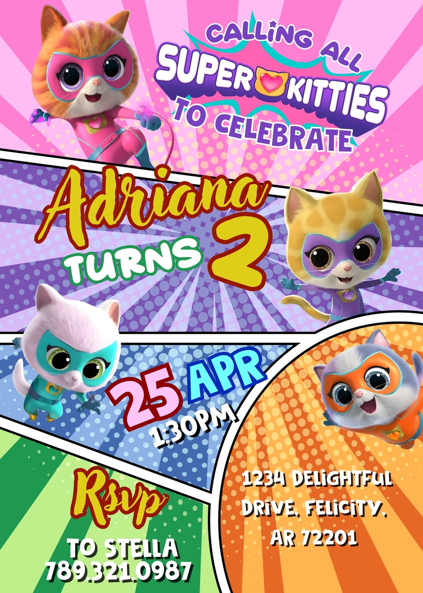 SuperKitties customizable invitation template | Share or Print | UD589