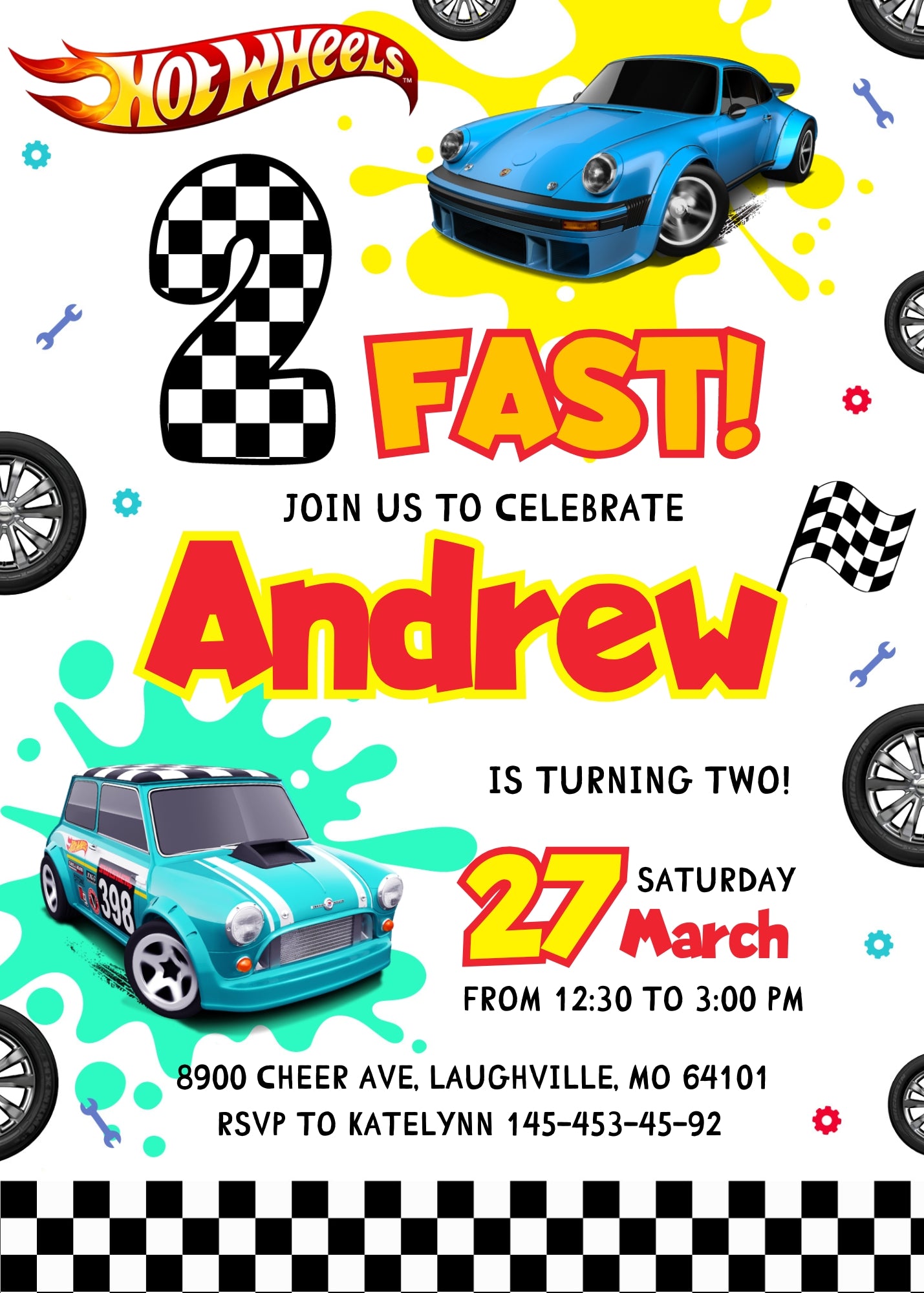 Hot Wheels Two Fast 2 Furious customizable invitation template | Share or Print | boy | BZ955