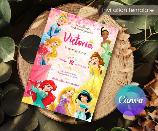 Disney Princess customizable invitation template | Share or Print | girl | CP615