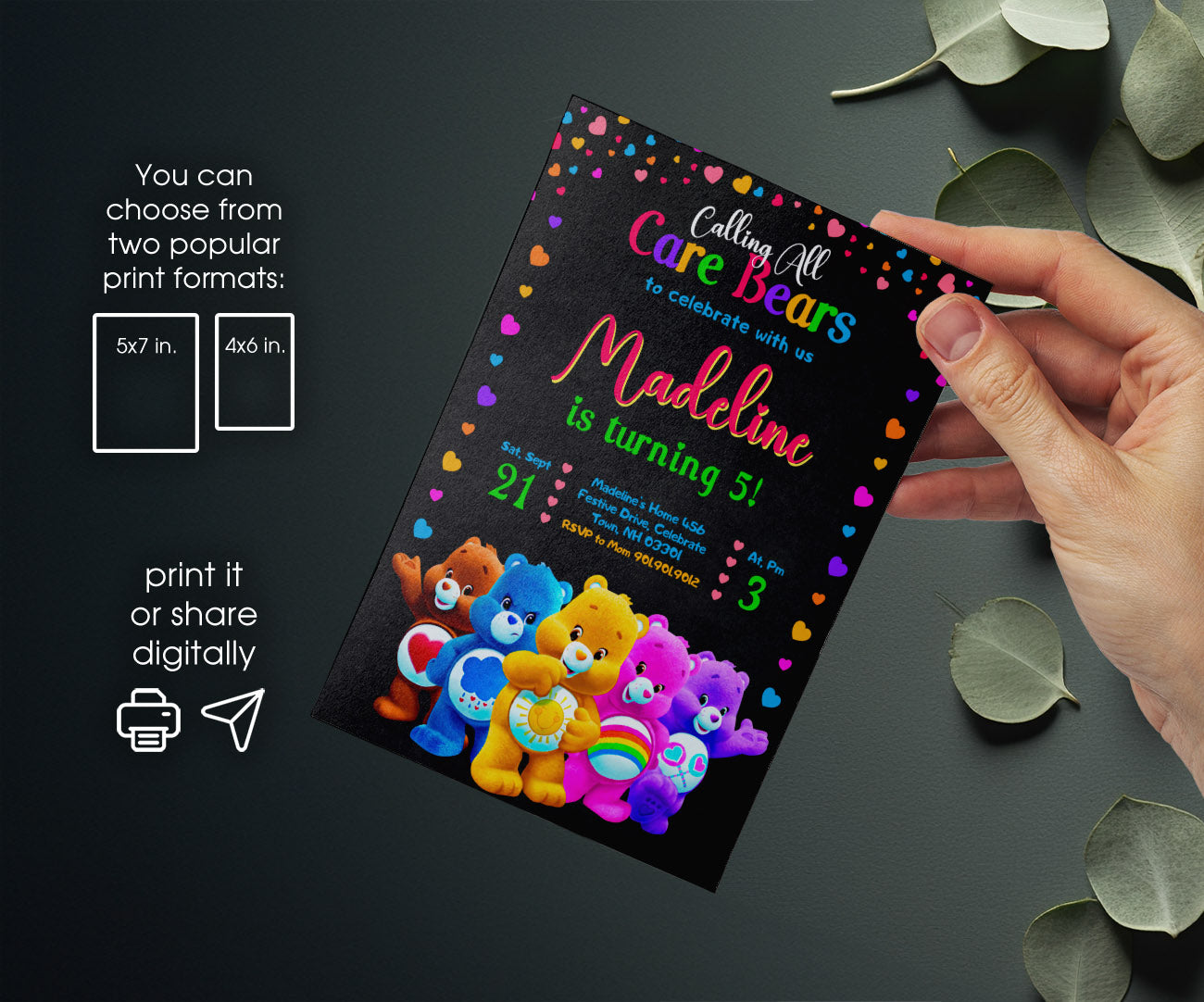 Care Bears customizable invitation template | Share or Print | UE160