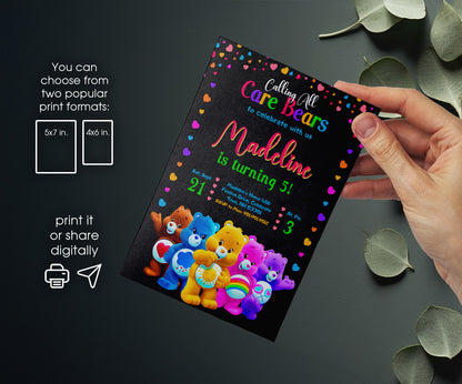 Care Bears customizable invitation template | Share or Print | UE160