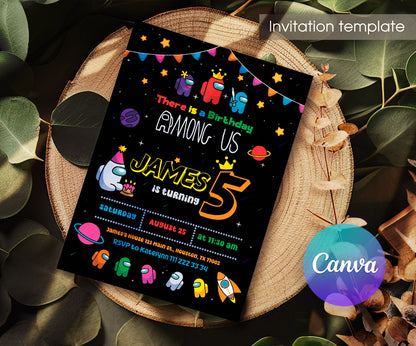 Among Us Gamer customizable invitation template | Share or Print | RW132