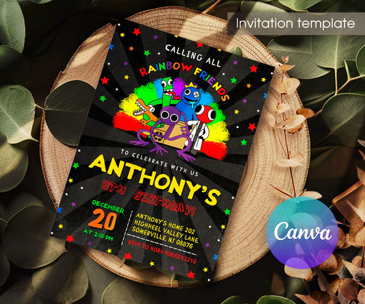 Rainbow Friends customizable invitation template | Share or Print | ML675