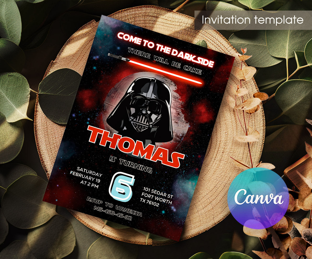 Star Wars Darth Vader customizable invitation template | Share or Print | boy | DI580
