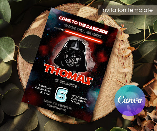 Star Wars Darth Vader customizable invitation template | Share or Print | boy | DI580