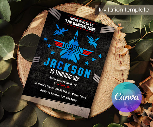 Top Gun Maverick Jet Fighter customizable invitation template | Share or Print | boy | MA270