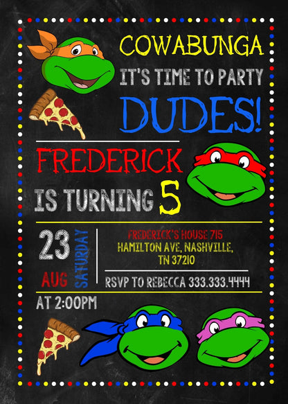 Teenage Mutant Ninja Turtles customizable invitation template | Share or Print | boy | AS350