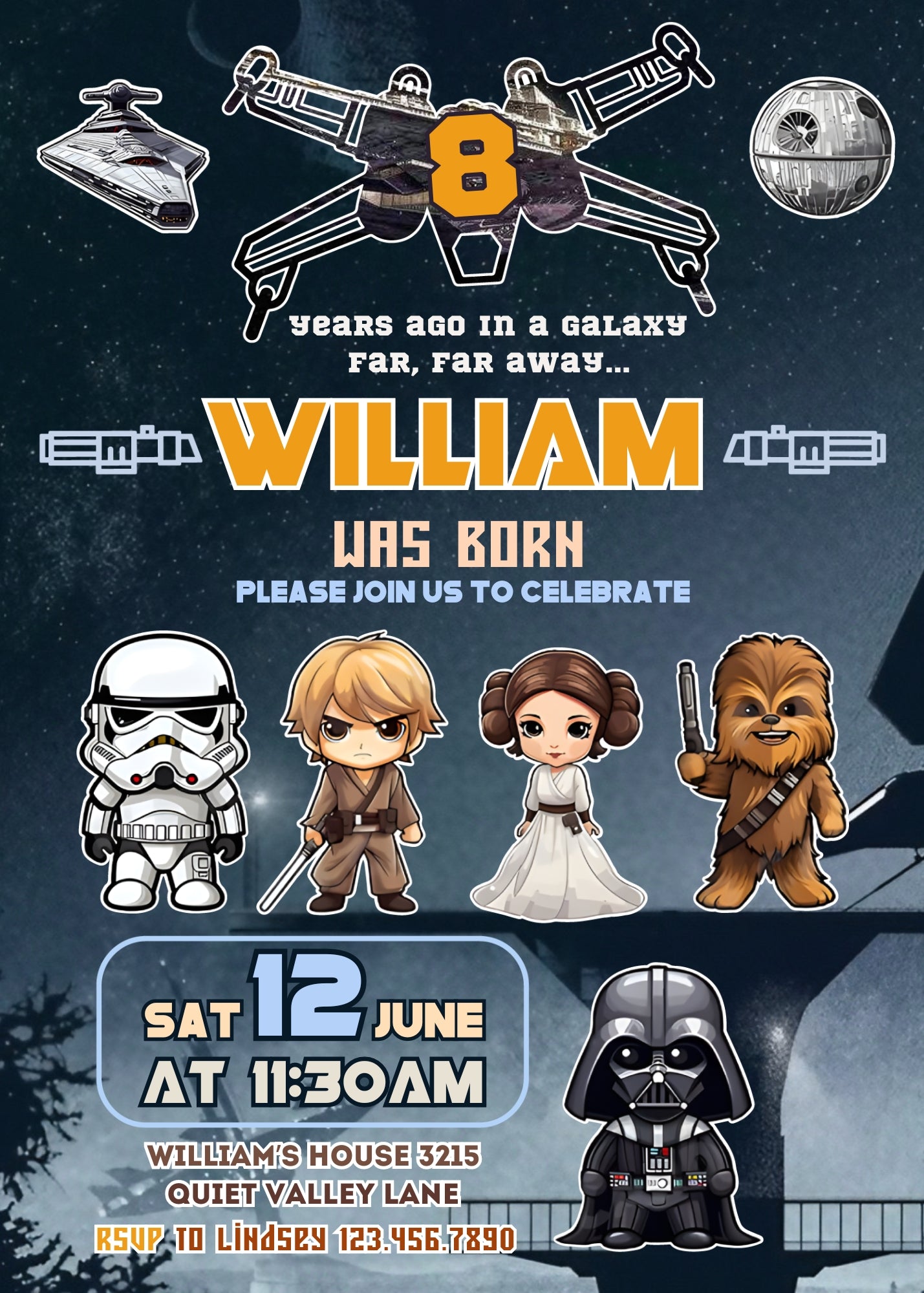 Star Wars Darth Vader customizable invitation template | Share or Print | boy | JJ428