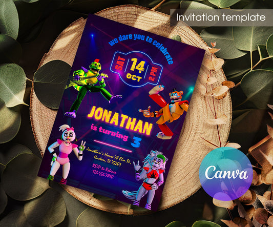 Five Nights at Freddy's customizable invitation template | Share or Print | RX862