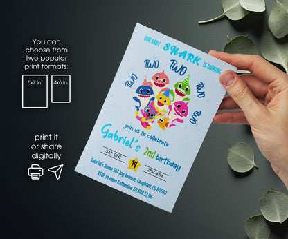 Baby Shark customizable invitation template | Share or Print | FU631
