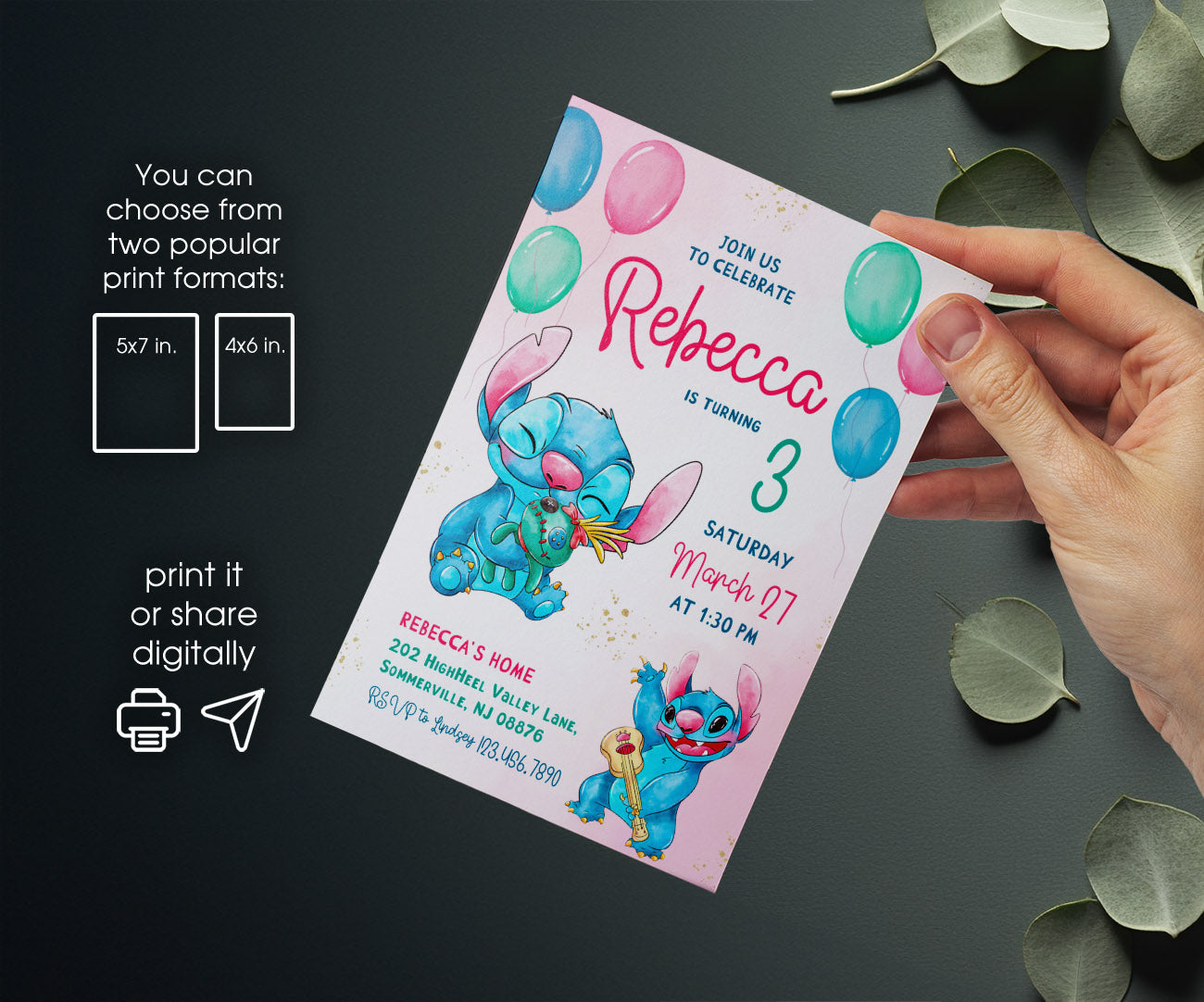 Lilo & Stitch Aloha customizable invitation template | Share or Print | GO514