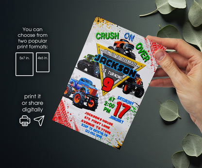 Monster Jam  Monster Truck customizable invitation template | Share or Print | boy | TA312
