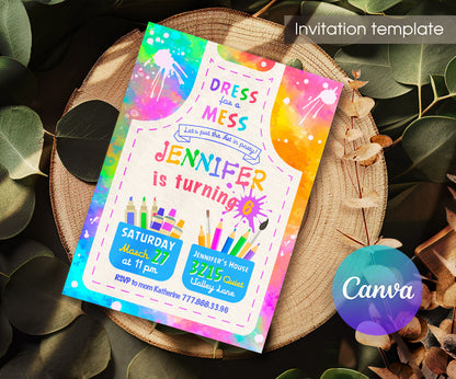 Art Dress For A Mess customizable invitation template | Share or Print | girl | FH949