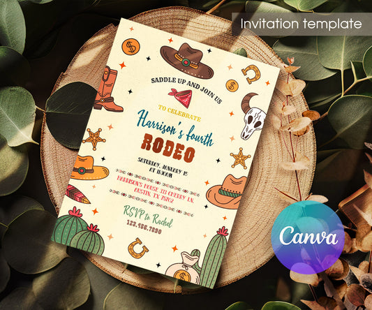 Cowboy Rodeo customizable invitation template | Share or Print | boy | XW129