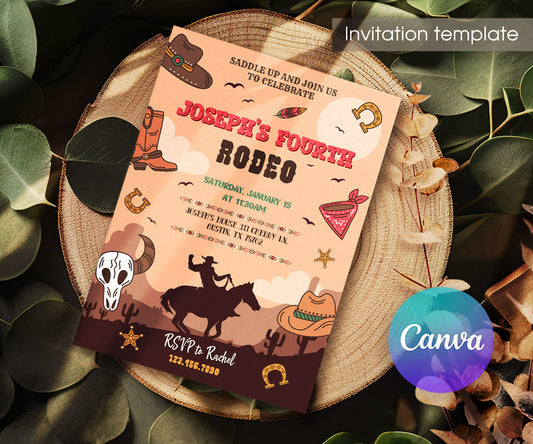 Cowboy Rodeo customizable invitation template | Share or Print | boy | HE398