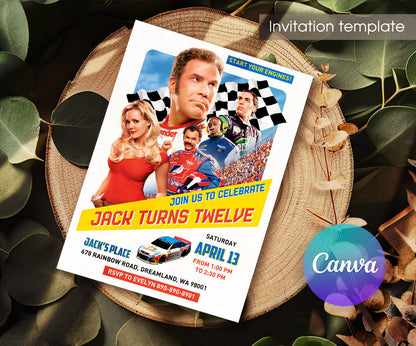 Nascar Ricky Bobby customizable invitation template | Share or Print | boy | IE168