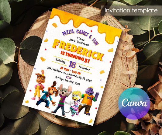 Chuck E. Cheese customizable invitation template | Share or Print | JS974