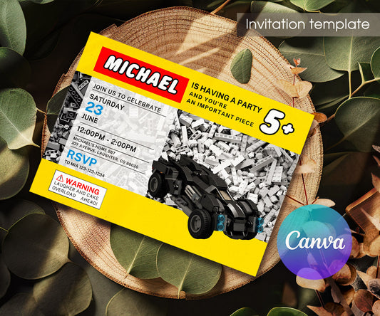 Lego Race Car customizable invitation template | Share or Print | boy | TI595