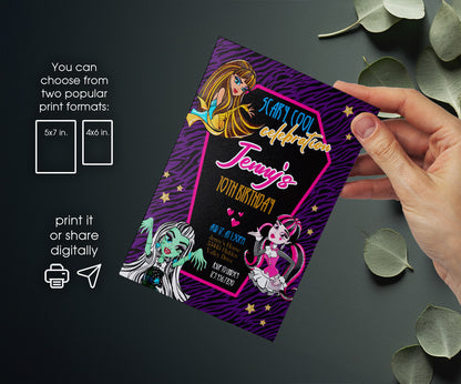 Monster High customizable invitation template | Share or Print | girl | RU211
