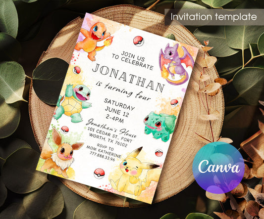 Pokemon Pikachu customizable invitation template | Share or Print | UP714