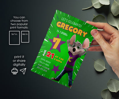 Chuck E. Cheese customizable invitation template | Share or Print | NW665
