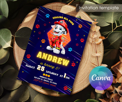 PAW Patrol customizable invitation template | Share or Print | WG207