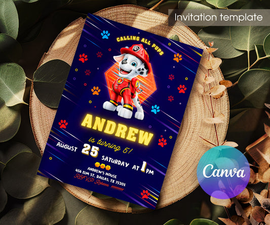 PAW Patrol customizable invitation template | Share or Print | WG207
